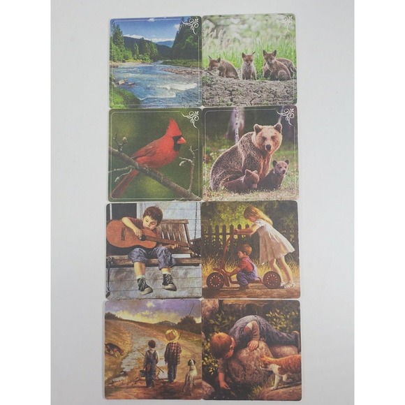 Double sided vintage paper coasters lot of 8 - Picture 1 of 6